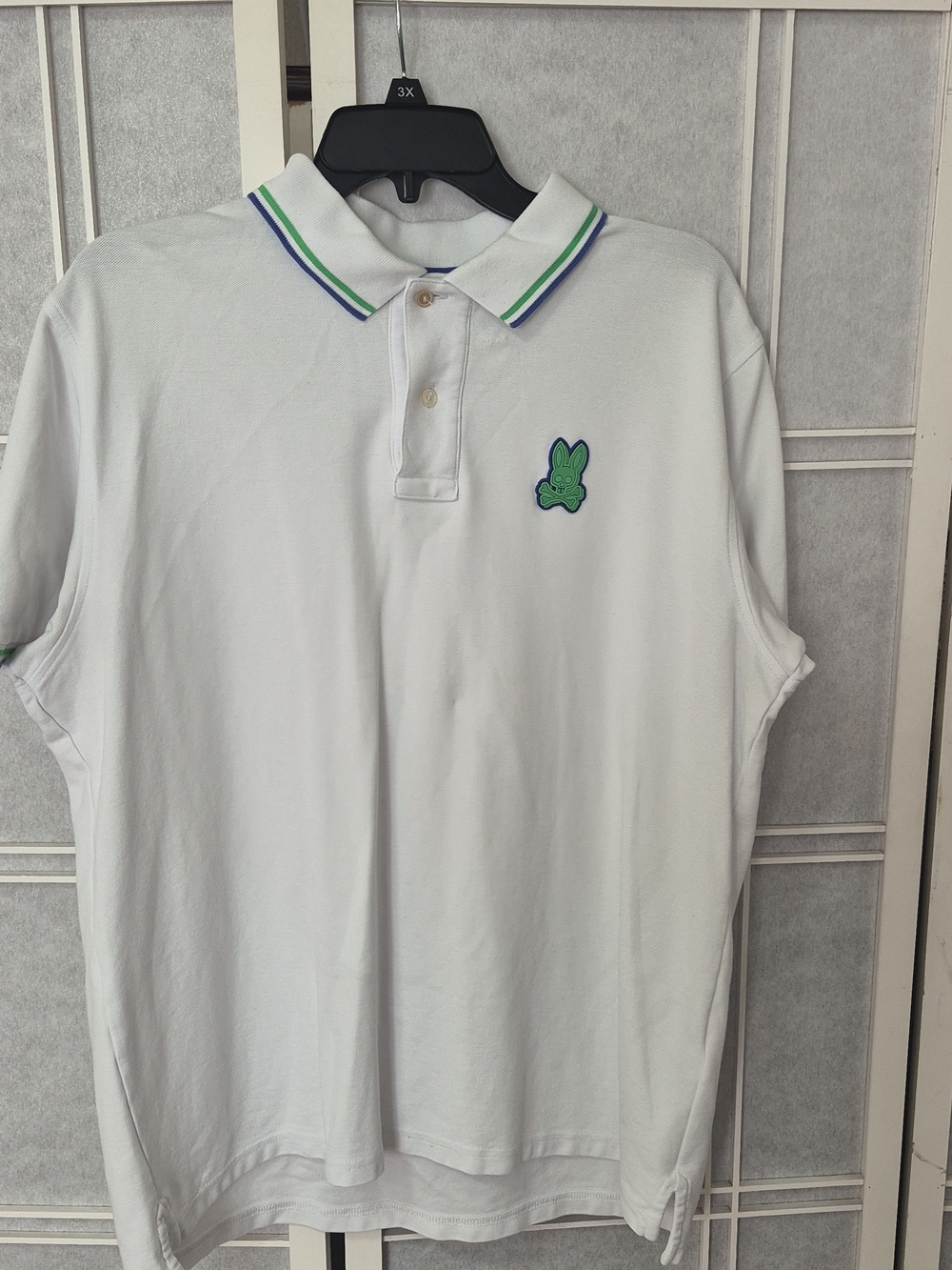 Psycho Bunny White Polo Shirt with Green- Men's